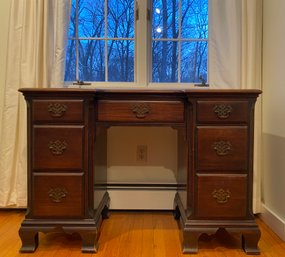 Antique Federal Style Mahogany Desk With Brass Finger Pull Hardware