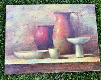 Still Life Pitchers Painting  ~ Signed Rossi ~ Oil On Canvas