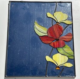A Vintage Art Stained Glass Mirrored Panel