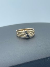Impressive Multi Diamond & Sapphire Ring Set In 14k Yellow Gold