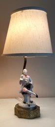 Beautiful Vintage Porcelain Man Figurine Lamp With Shade