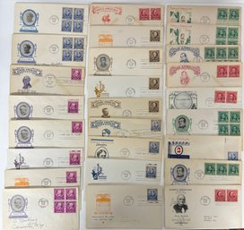 Lot Of 40's Famous Americans First Day Issue Stamps & Envelope