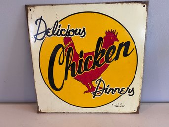 Tin Sign 'Delicious Chicken Dinners'