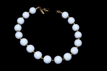 Vintage Monet White And Gold Beads Bracelet