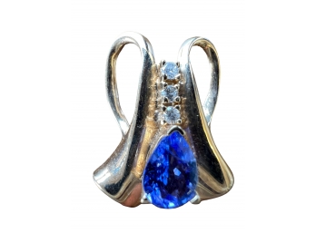 14 K Gold Slide Pendant With Tanzanite Stone 3.54 Grams