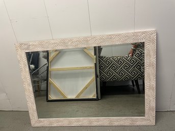 Light Colored Herringbone Framed Mirror