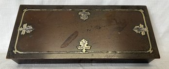 Antique Circa 1915 SILVER CREST BRONZE AND SILVER CIGARETTE/DESK BOX