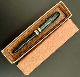 Antique Vintage Fountain Pen - Gold Medal - Celluloid & 14K Gold Nib - Never Used - Clean Tube Intact - Tag