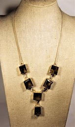 Fine Sterling Silver Smoky Quartz Bezel Set Gemstone Necklace