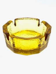 Vintage Honey Amber Glass Ashtray Attr. To Blenko