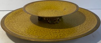 Yellow & Gold Mid Century Serving Tray Set