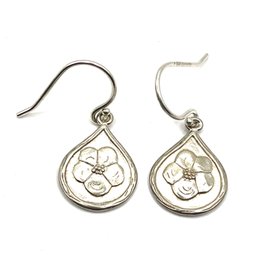 Vintage Sterling Silver Flower Dangle Earrings