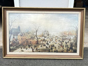 Winter Scene With Ice Skates Framed Print By Hendrick Avercamp