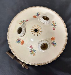 Vintage Ceramic Flush Mount Ceiling Light Fixture Floral Three Light Plugin.       MB-E2