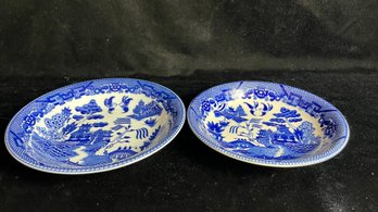 Pair Of Blue And White Vintage Blue Willow Bowls Made In Japan