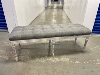 Long Grey Upholstered Tufted Bench #1 Of 2