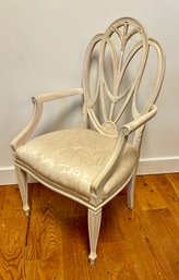 A Vintage Off White Armchair With Upholstered Seat