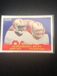 JERRY RICE JOE MONTANA 1990 FLEER FOOTBALL SUPER BOWL MVP'S CARD #397