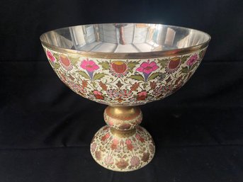 Etched And Painted Brass Compote