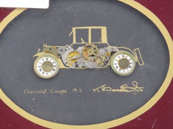 Mixed Media Collage- Made From Watch And Clock Parts- Chevrolet Coupe 1912 -Signed