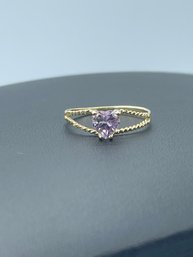 Gorgeous 10k Yellow Gold & Amethyst Heart Shaped Ring