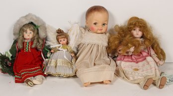 GROUP OF VINTAGE DOLLS WHO HAVE DRANK TOO MUCH EGGNOG