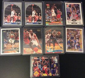 Lot Of 9 NBA Basketball Cards 'Guest Starring' Michael Jordan With Sam Vincent