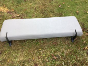 Fold Down 52' Long Leather Bench Ped Seat From GMC Denali - Repurpose Camp Bed Etc