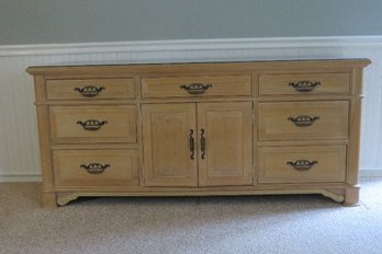 Light Colored Glass Topped 9 Drawer Dresser By Thomasville