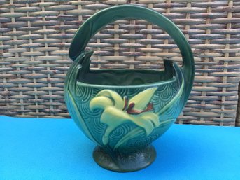 Roseville Pottery Zepher Lily Basket Vase