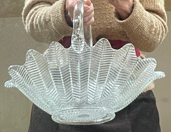 Very Large And Unusual Vintage Clear Glass Basket