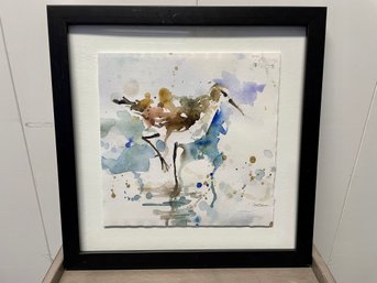 Signed Malibu Sandpiper Watercolor Framed Print By Carol Robinson