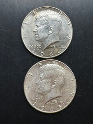 2 Silver Kennedy Half Dollars 1965, 1966