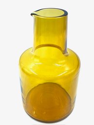 Vintage Hand-blown Amber Glass Bottle Form Pitcher