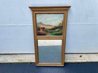 Antique Hand Painted Trumeau Mirror