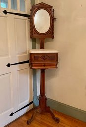 Eastlake Marble Topped Walnut Gentleman's Shaving Stand