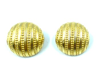 Vintage Paulo Gucci Goldtone Clip Button Earrings