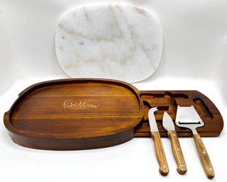 Fabio Viviani Heritage Collection Marble Cheese Board With Acacia Base & 3 Steel Tools
