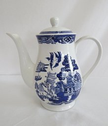 A Cobalt Blue And White Tea Pot By Royal Cuthbertson