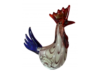 Murano Inspired Blown Glass Rooster Figurine