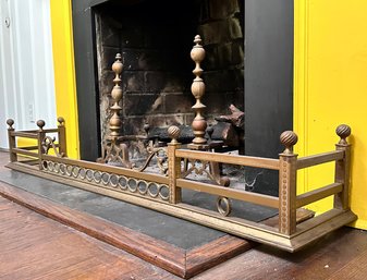 A Vintage Fireplace Fender And Pair Of Andirons