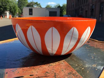 Lot (3 Of 4) Vintage Medium CATHRINEHOLM Orange Lotus  Enamel Bowl - Nice Condition - Great Bowl - WOW !