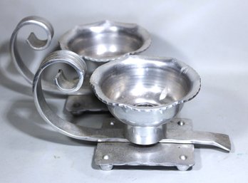Vintage Wrought Aluminum Handled Candle Holders