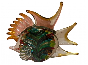 Murano Inspired Blown Glass Tropical Fish Figurine