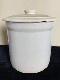 Antique  Salt Glazed 2pc. Stoneware Crock With Lid  Farmhouse Decor