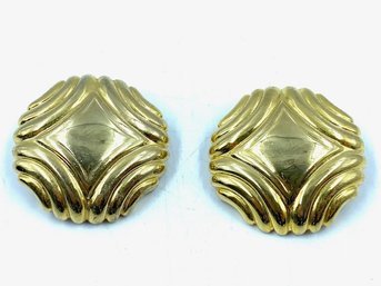 Vintage Signed Erwin Pearl Goldtone Clip Earrings