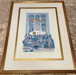 Judaica - Amram Ebgi 'Windows Of Jerusalem' Hand Colored Etching W/Gold Foil Details Signed & Numbered 324/950