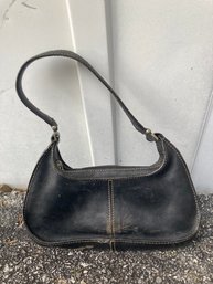 Vintage Cole Haan Heavy Thick Leather Shoulder Purse In Black