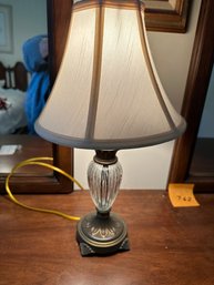 Small Brass And Glass Table Top Lamp