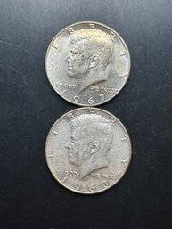 2 Silver Kennedy Half Dollars 1967, 1968-D